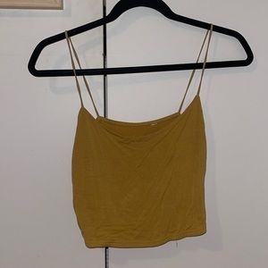 Basics tank yellow spaghetti strap crop top